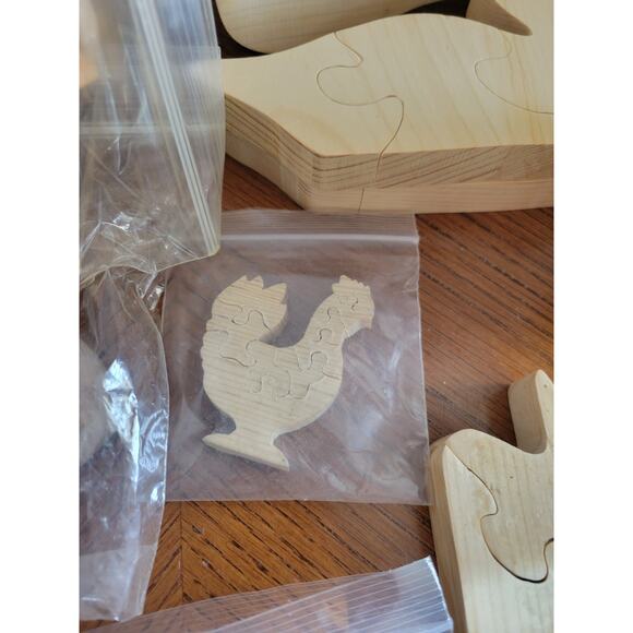 Lot of Wooden Jigsaw Puzzles, Shapes, Embellishments, Cut-Outs Craft Pieces - Picture 14 of 16